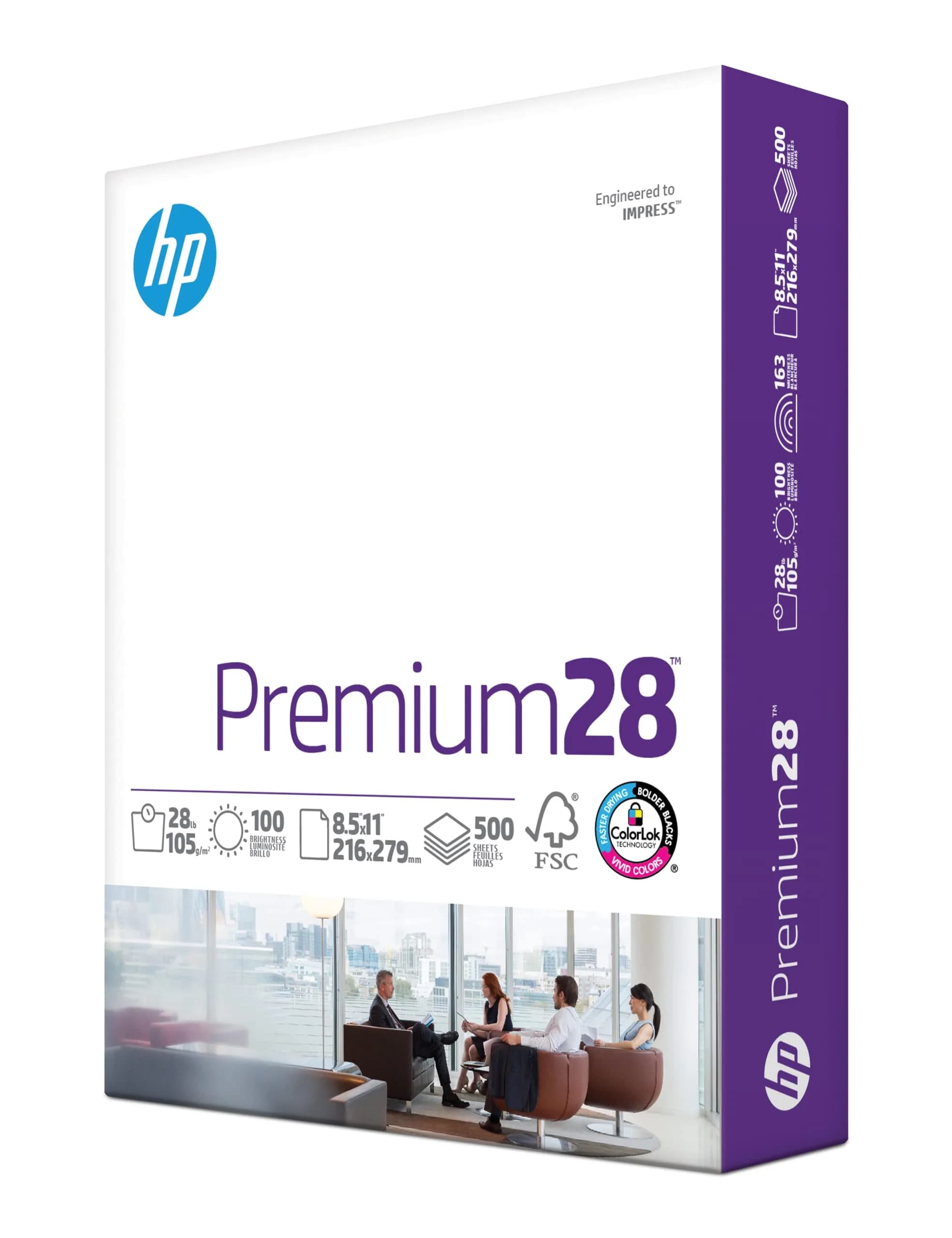 HP Premium28 Printer Paper | 8.5 x 11 Paper | 28 lb | 500 Sheets | 100 Bright | FSC Certified - main product image