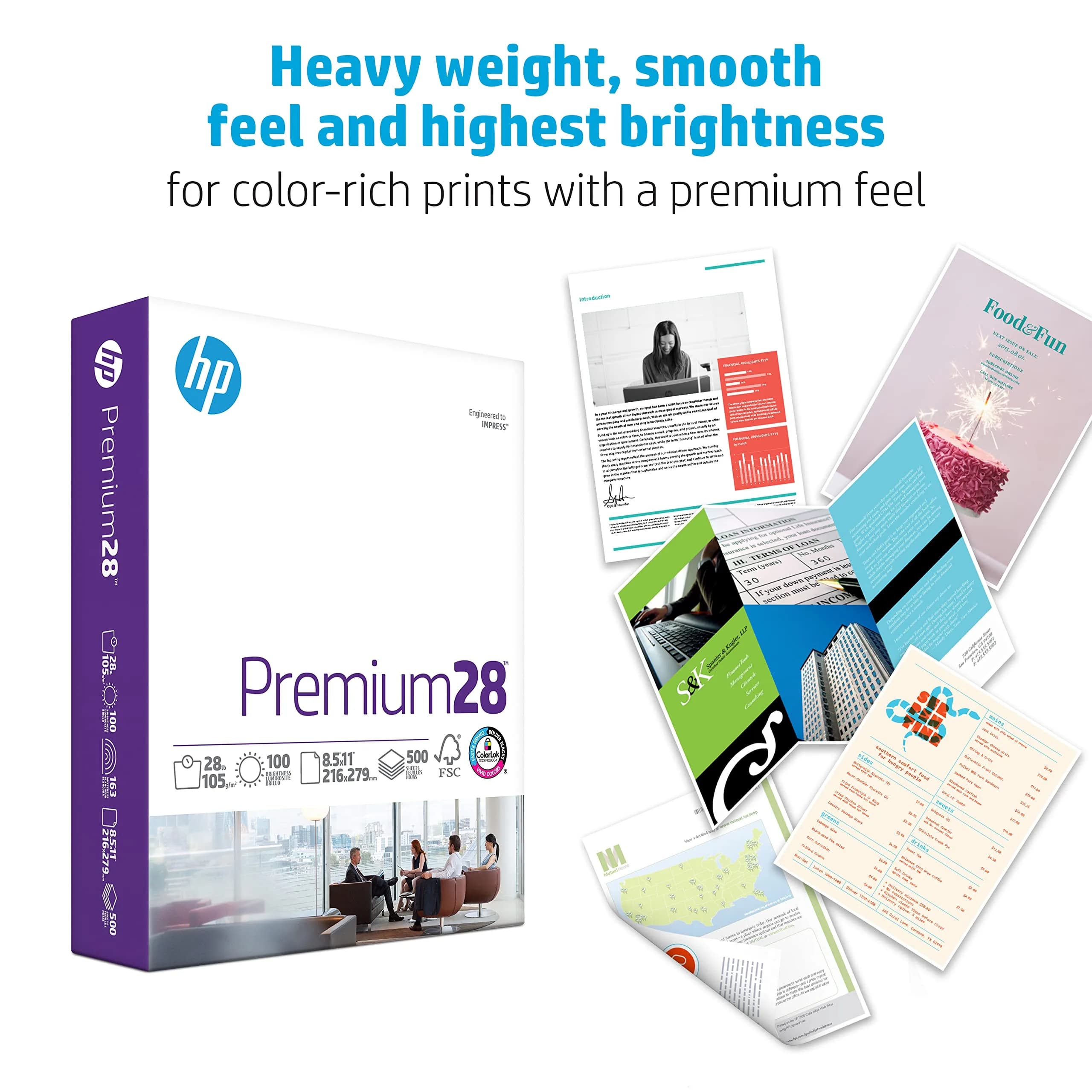 HP Premium28 Printer Paper | 8.5 x 11 Paper | 28 lb | 500 Sheets | 100 Bright | FSC Certified - view 3