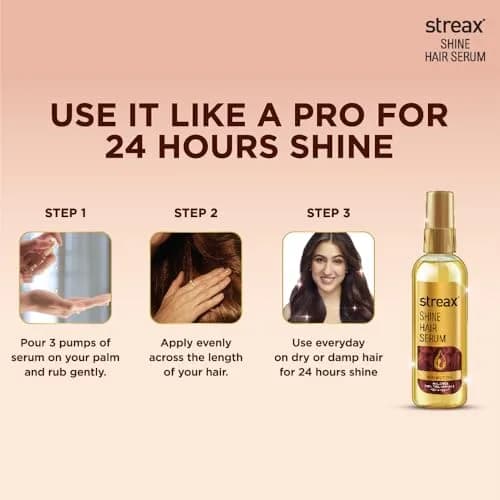Streax Hair Serum with Walnut Oil 115 ml (3.89 fl oz) | Shine & Smoothness thumbnail 4