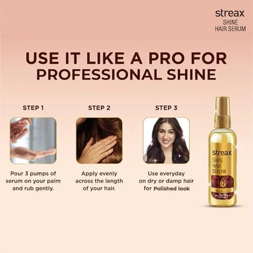 Streax Hair Serum with Walnut Oil 115 ml (3.89 fl oz) | Shine & Smoothness thumbnail 5
