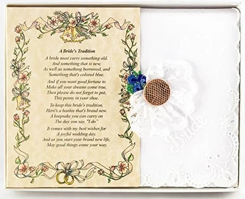 Wedding Collectibles Wedding Handkerchief Poetry Hankie Lucky Penny Blue | Elegant Bridal Keepsake (70-120 chars) thumbnail 1