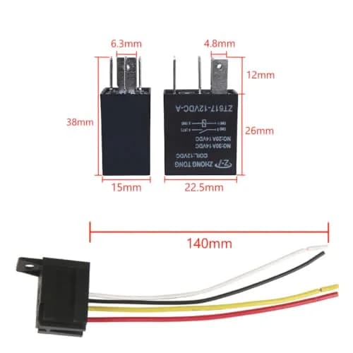 ESUPPORT Car Heavy Duty Relay Switch 12V 30A SPST 4Pin | Impactful, Durable & Impact Molded Socket thumbnail 2