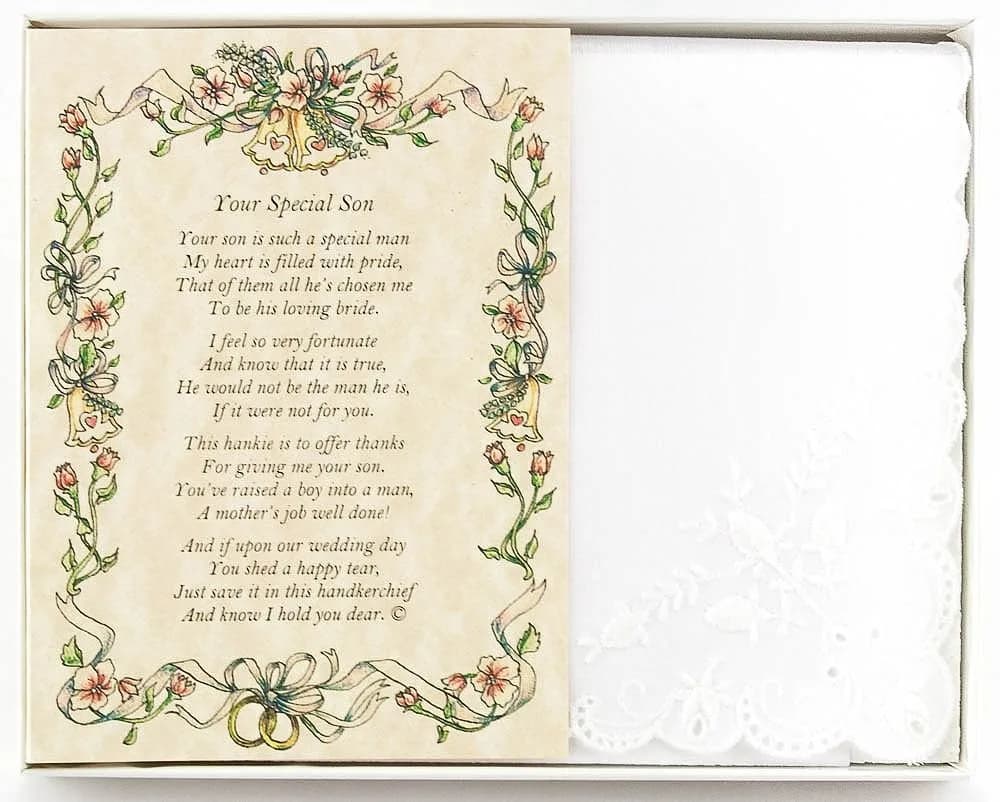 Wedding Collectibles Wedding Handkerchief for Mother in Law | Elegant Poem Keepsake (70-120 chars)