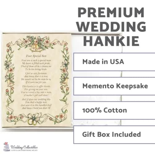 Wedding Collectibles Wedding Handkerchief for Mother in Law | Elegant Poem Keepsake (70-120 chars) thumbnail 2