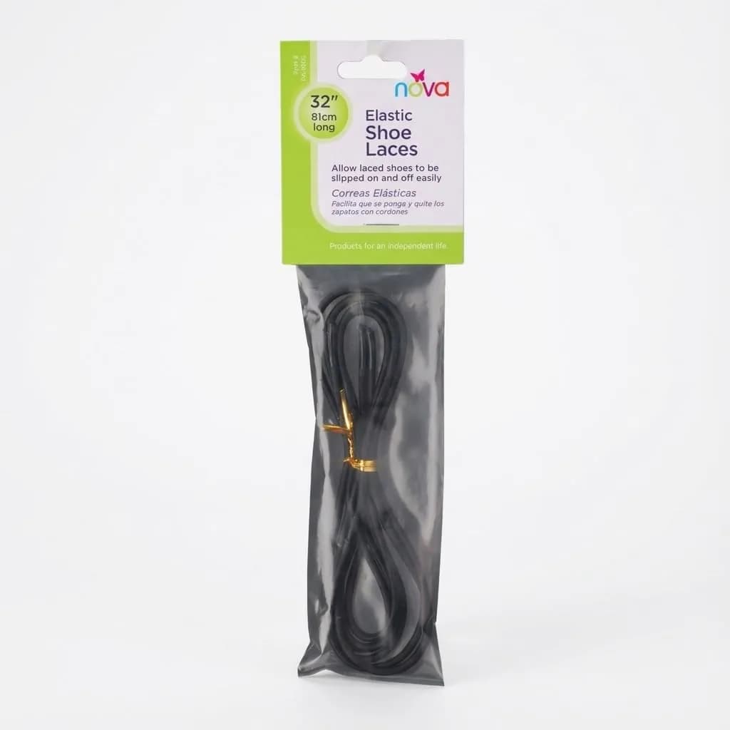 nova Elastic Shoelaces 32” | Stretchable Replacement Laces for Shoes, Durable Elastic, Easy On/Off Fit, Black