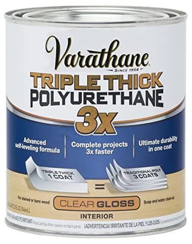 Varathane Triple Thick Polyurethane Gloss Wood Finish | 1 Quart, Self-Leveling, 3X Thicker, Fast Drying, Clear Gloss thumbnail 1