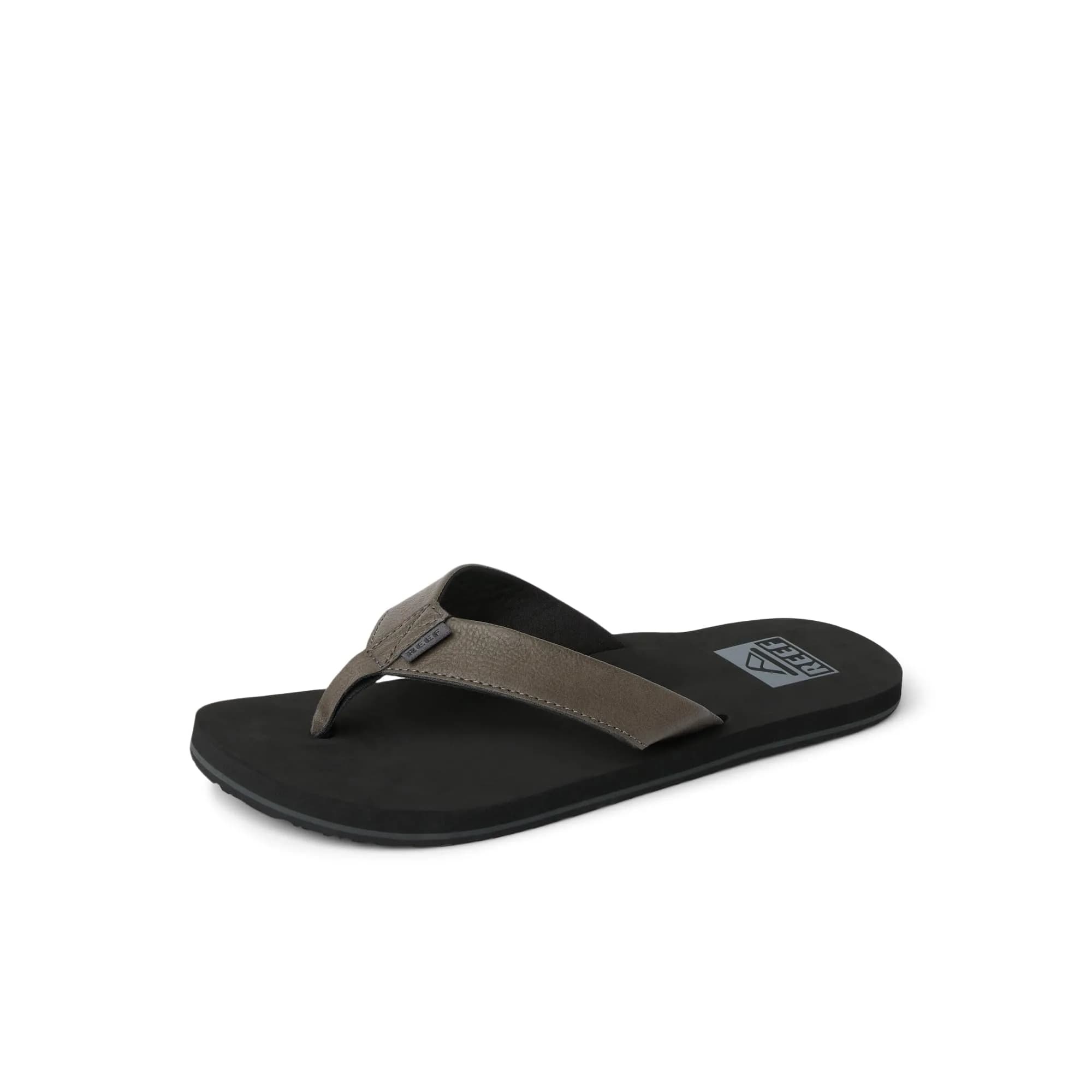 Reef Twinpin Mens Beach Flip Flop Water Friendly Grey 12 | Soft Cushion Footbed, Vegan Leather, Slip On