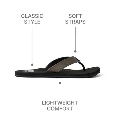 Reef Twinpin Mens Beach Flip Flop Water Friendly Grey 12 | Soft Cushion Footbed, Vegan Leather, Slip On thumbnail 5