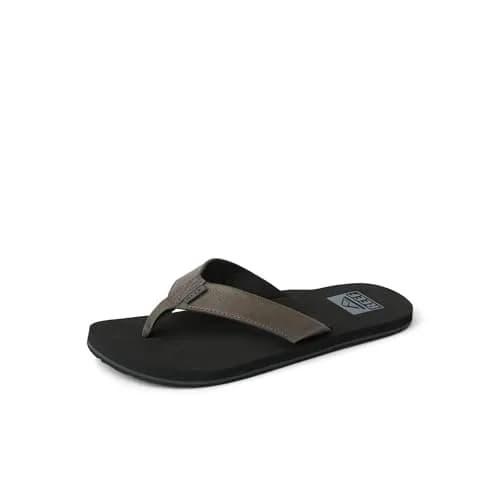 Reef Twinpin Mens Beach Flip Flop Water Friendly Grey 9 | Soft Cushion Footbed thumbnail 1