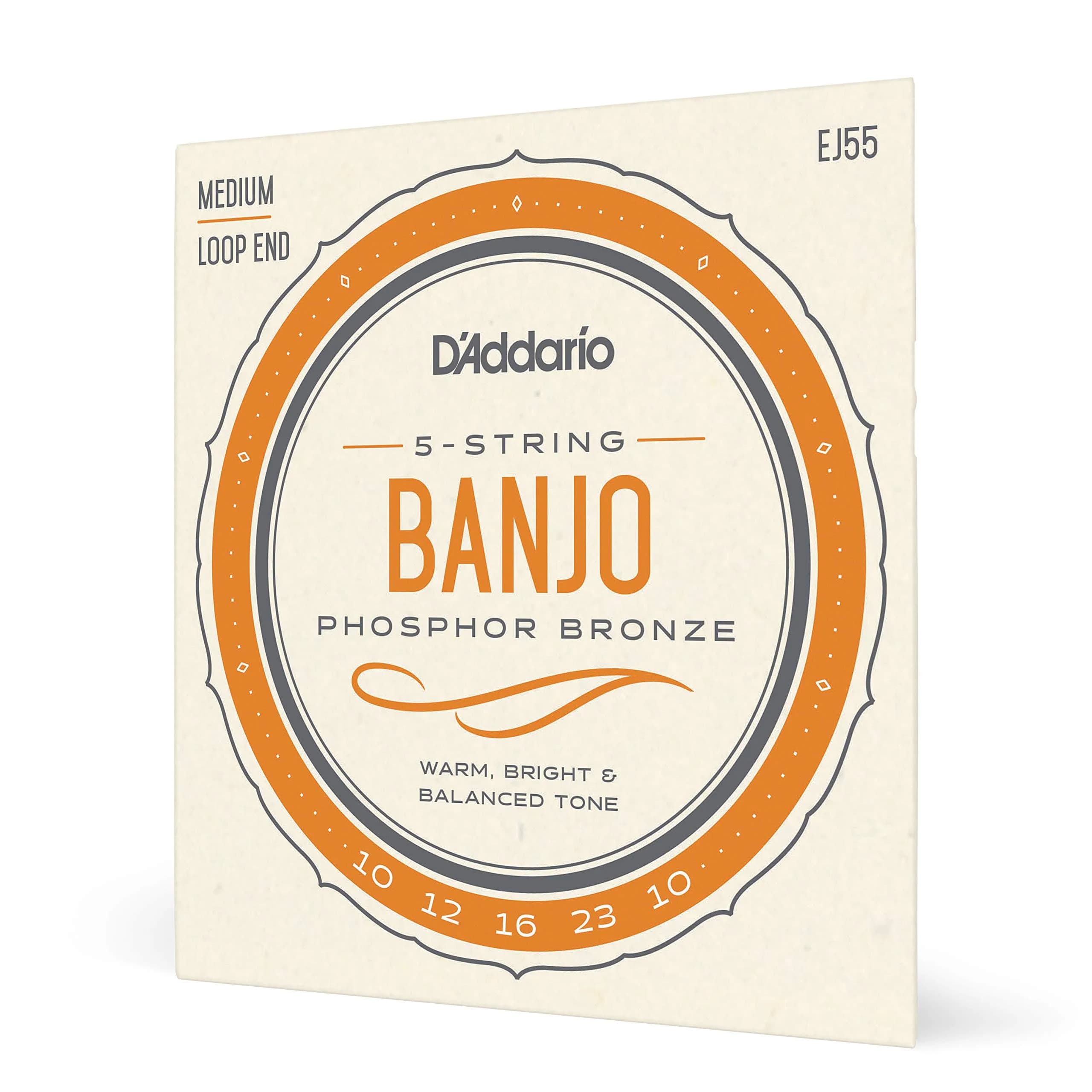 D'Addario EJ55 Tenor Banjo Strings, Phosphor Bronze, Medium Gauge 9-30, 5-String Set | Warm Tone - main product image