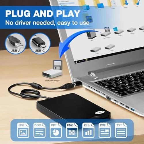 Chuanganzhuo 3.5 inch USB Floppy Disk Drive 1.44MB | Reads Old Floppy Disks on Windows PCs thumbnail 4