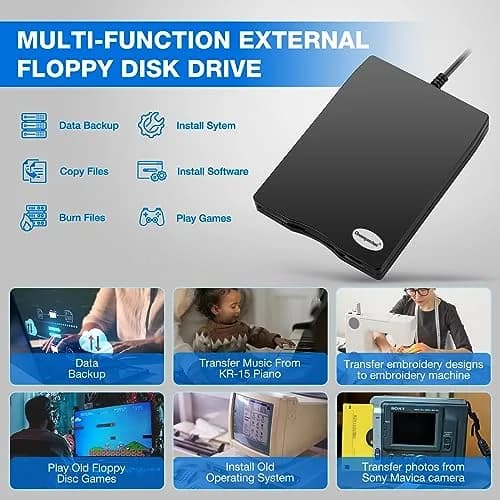 Chuanganzhuo 3.5 inch USB Floppy Disk Drive 1.44MB | Reads Old Floppy Disks on Windows PCs thumbnail 3