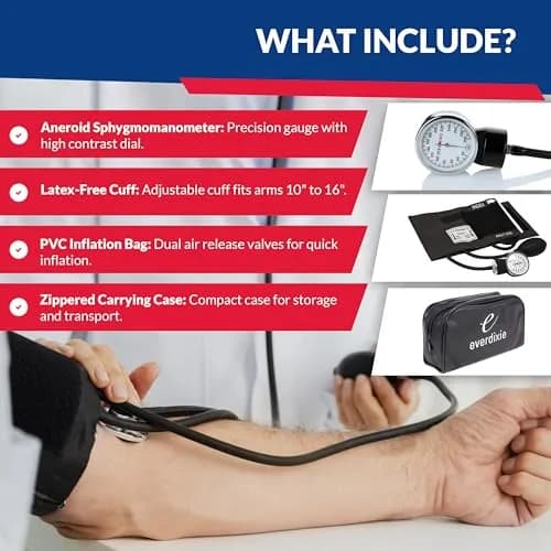 Dixie EMS Deluxe Aneroid Sphygmomanometer Blood Pressure Set with Adult Cuff, Carrying Case & Calibration Tool - Black | Professional Grade Manual BP Monitor thumbnail 4