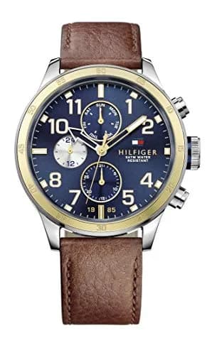 Tommy Hilfiger Men's Quartz Stainless Steel and Leather Strap | Classic American Style (115 characters) thumbnail 1