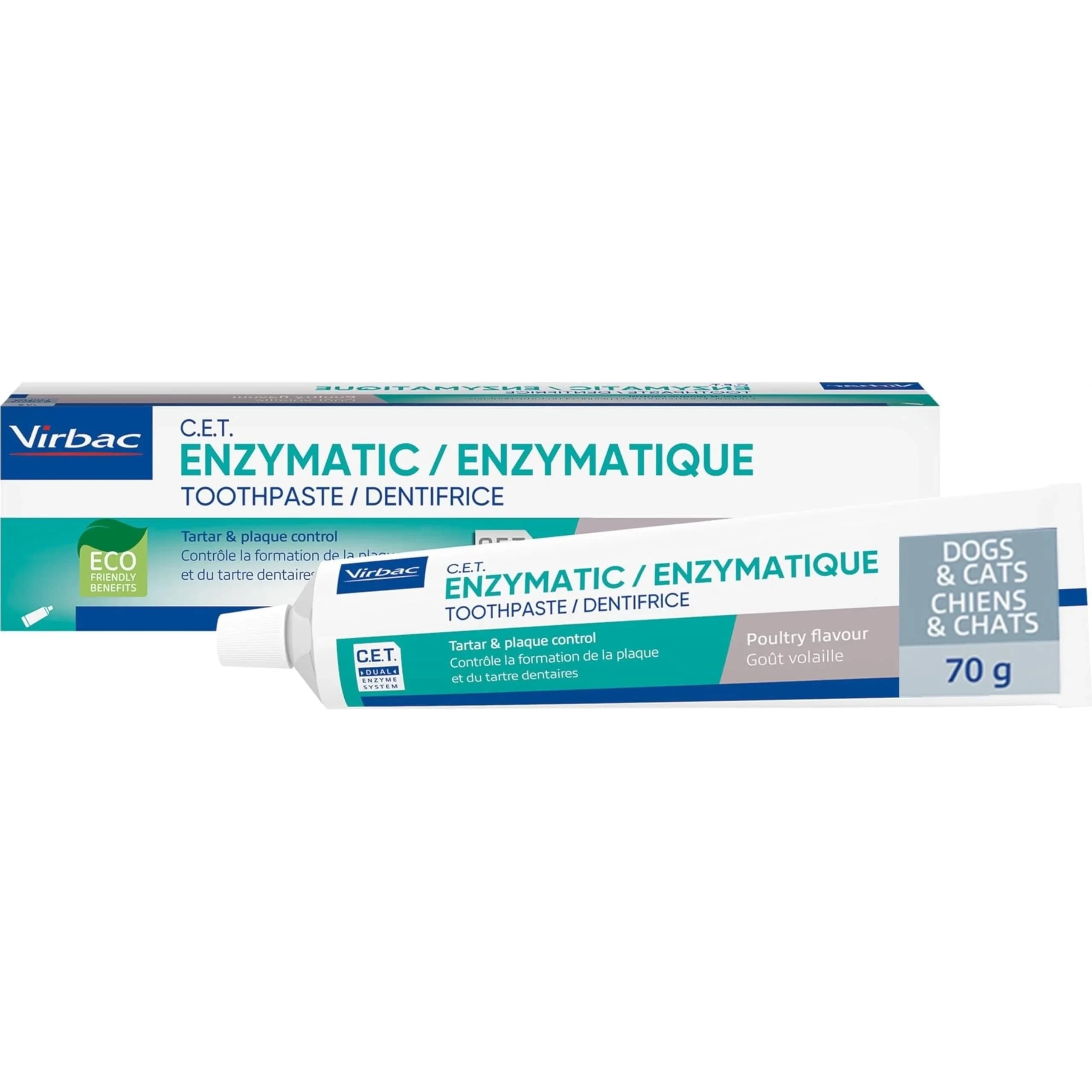 Virbac C.E.T. Enzymatic Toothpaste for Dogs and Cats, Poultry Flavor, 70g (2.5oz) | Vet Recommended Dental Care