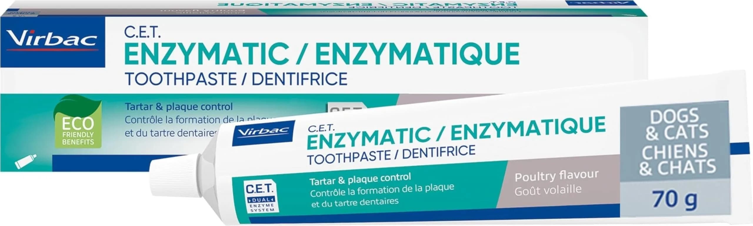Virbac C.E.T. Enzymatic Toothpaste Vanilla Mint Flavor 70g (2.5 oz) | Vet Recommended Tartar & Plaque Control — Poultry