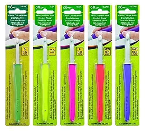 Clover Amour Crochet Hooks Set of 5 | Thick Yarn Compatible, Vibrant Handles, Japanese Quality thumbnail 1