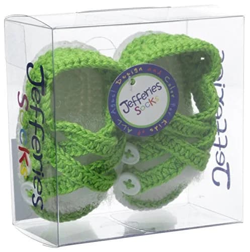 Jefferies Socks Baby-Girls Criss Cross Sandal Crochet Bootie, Lime, Newborn | Cotton Rich, Hand Crocheted thumbnail 2