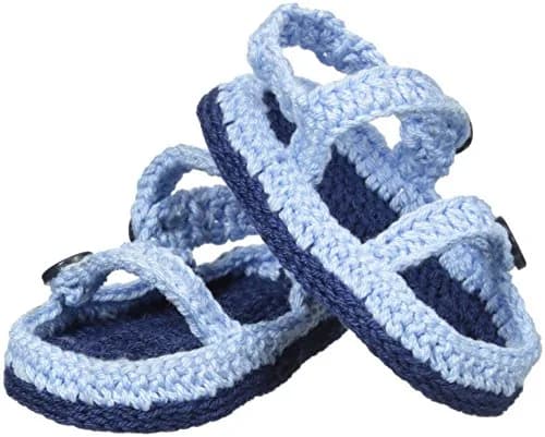 Jefferies Socks Baby-Boys Sandal Crochet Bootie Light Blue | Newborn Hand Crocheted Summer Shoe thumbnail 1