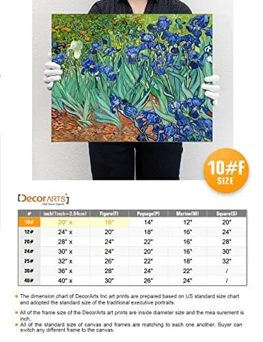 DECORARTS Van Gogh Canvas Wall Art, Irises in the Garden, 20x16'' | Vibrant Blue & Green Artwork thumbnail 6