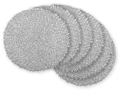 DII Classic Woven Tabletop Collection, Indoor/Outdoor Placemat Set, Round, 15" Diameter, Silver Tinsel (70-120 chars) thumbnail 1