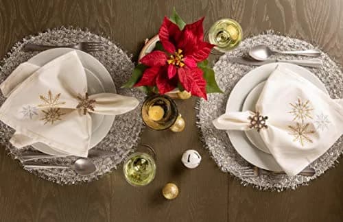 DII Classic Woven Tabletop Collection, Indoor/Outdoor Placemat Set, Round, 15" Diameter, Silver Tinsel (70-120 chars) thumbnail 7