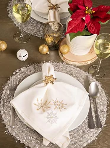 DII Classic Woven Tabletop Collection, Indoor/Outdoor Placemat Set, Round, 15" Diameter, Silver Tinsel (70-120 chars) thumbnail 8