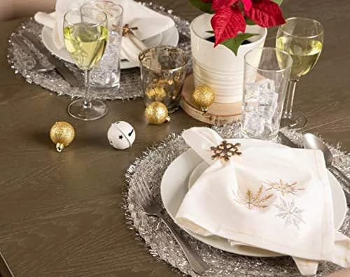 DII Classic Woven Tabletop Collection, Indoor/Outdoor Placemat Set, Round, 15" Diameter, Silver Tinsel (70-120 chars) thumbnail 9