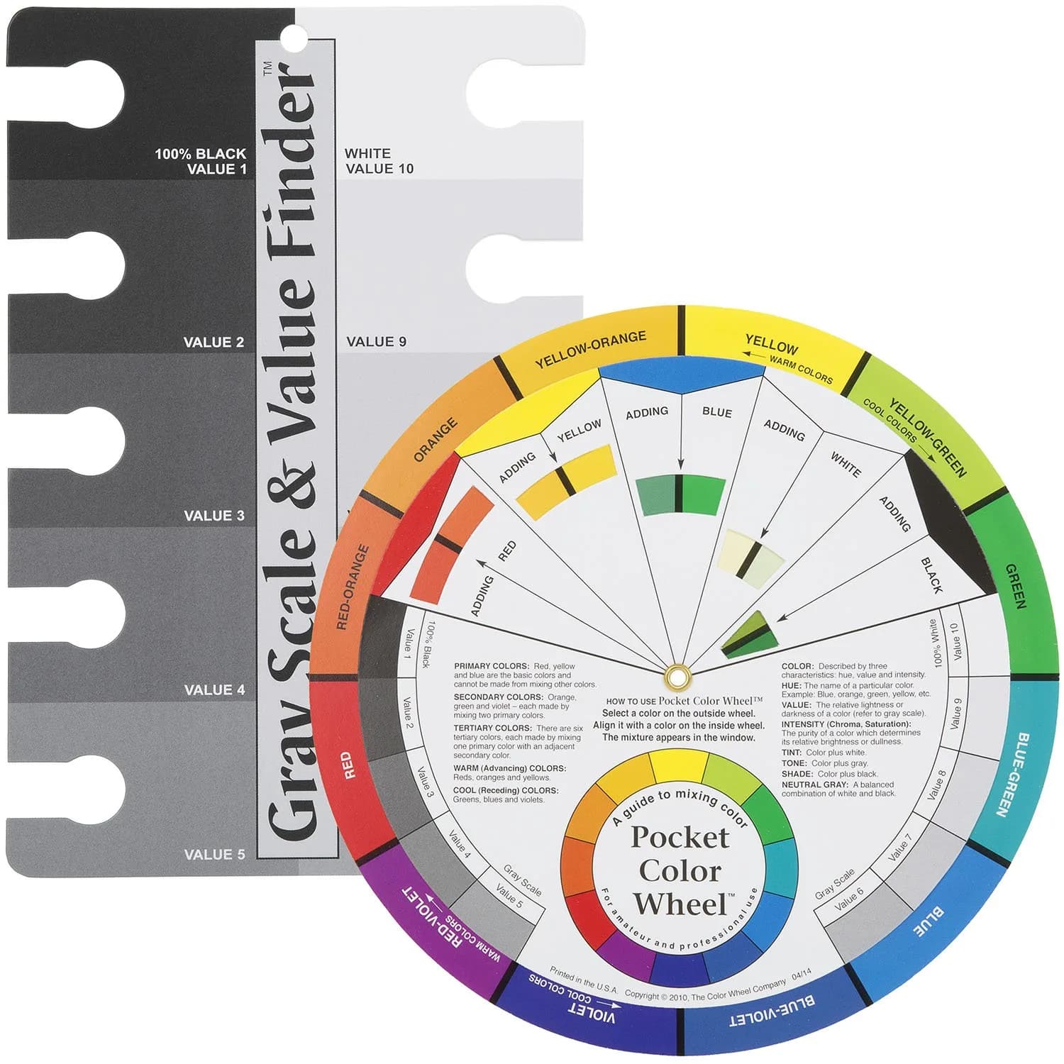 ASW Color Wheel Pocket Guide with Gray Scale Value Finder | Artists & Professionals