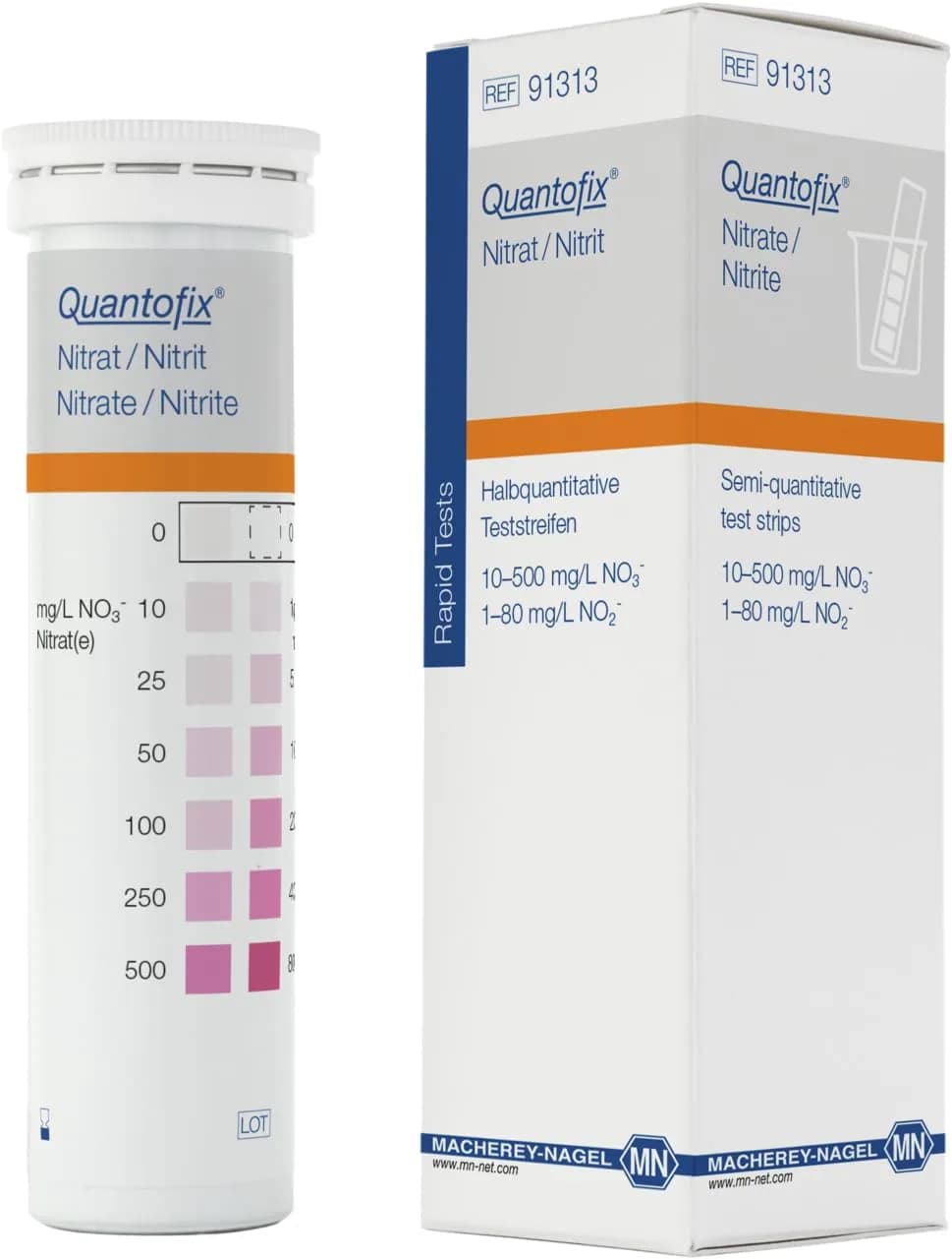 MACHEREY-NAGEL Quantofix Nitrate/Nitrite Test Strips 100 Count | Rapid Dip-and-Read for Solutions