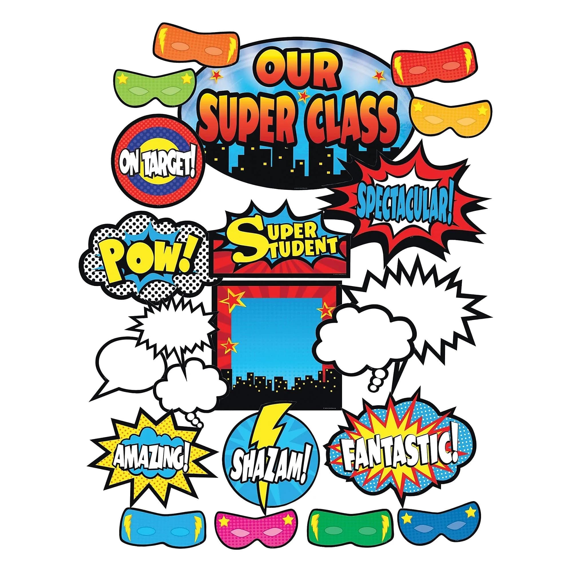 Teacher Created Resources Superhero Bulletin Board Display Set 52 Pieces | Classroom Wall Art — Multi