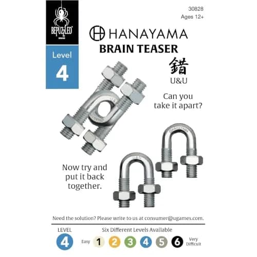 Bepuzzled U&U Hanayama Metal Brainteaser Puzzle Level 4 | 113g (4 oz) Assembly & Disentanglement thumbnail 8