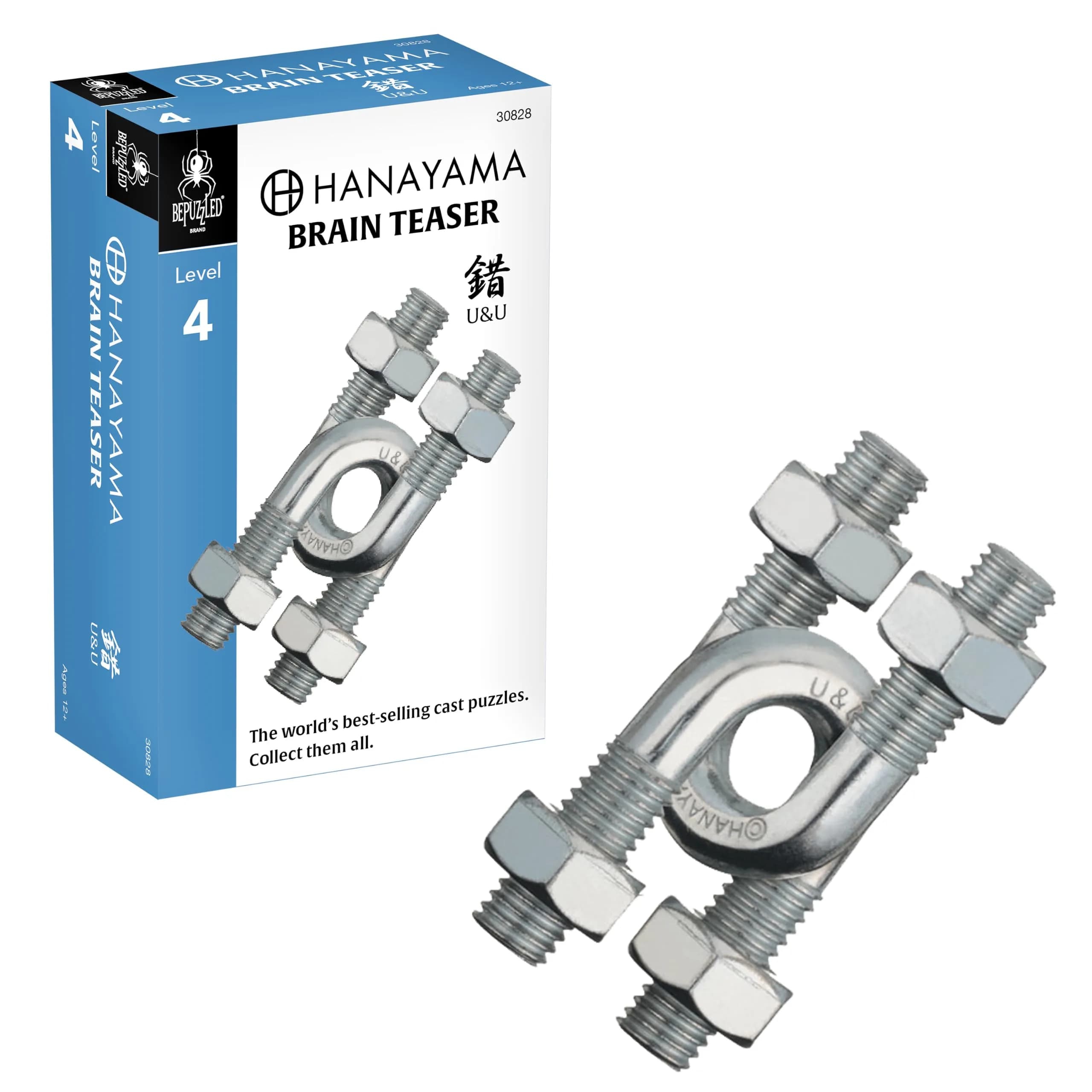 Bepuzzled U&U Hanayama Metal Brainteaser Puzzle Level 4 | 113g (4 oz) Assembly & Disentanglement - main product image