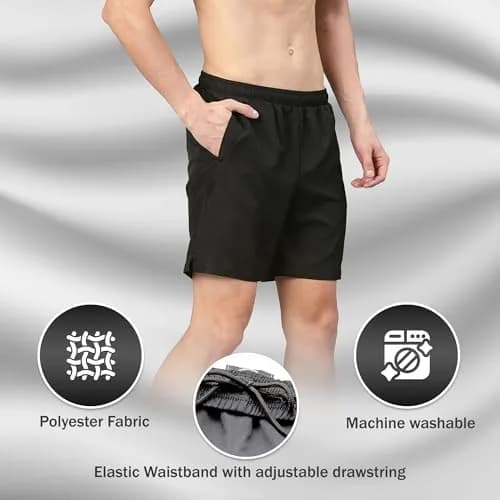 Vizari Napa Soccer Shorts, Black, Adult Small | 6-inch Inseam, Moisture Control, All Black thumbnail 3