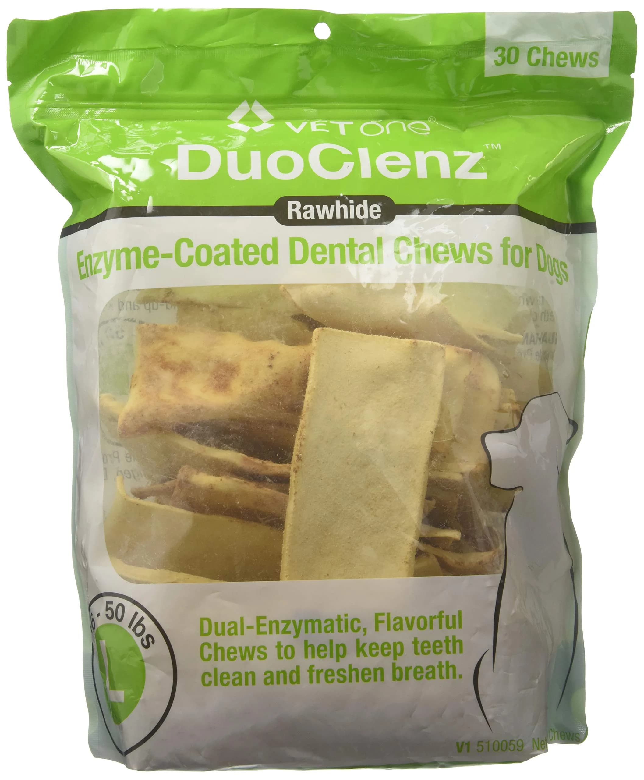 Vet One DuoClenz Rawhide Dental Chews Large Dogs | Enzymatic Rawhide for Oral Care