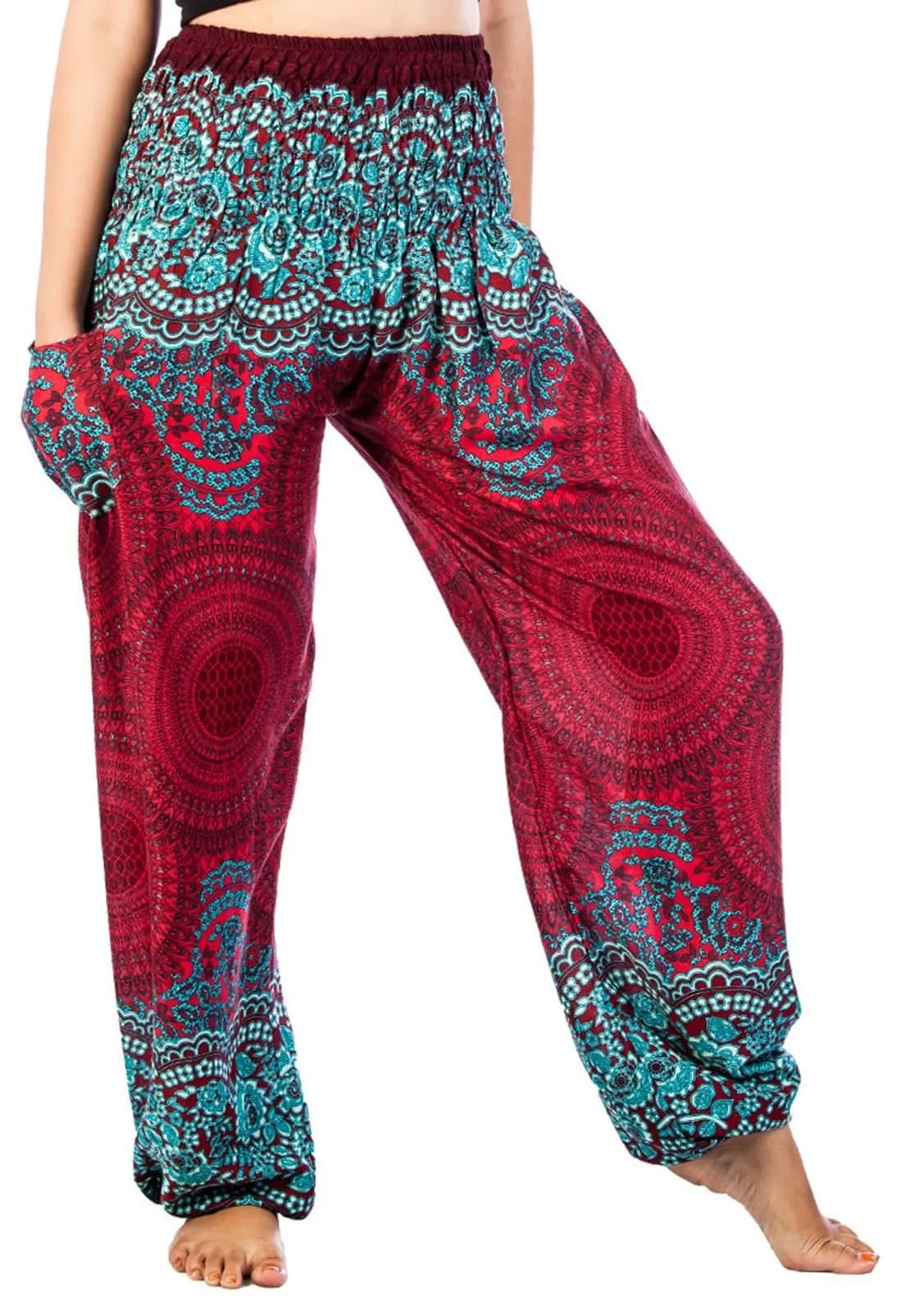 LOFBAZ Women's Boho Harem Pants | Flowy Rayon Palazzo for Summer Comfort