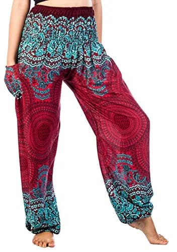 LOFBAZ Women's Boho Harem Pants | Flowy Rayon Palazzo for Summer Comfort thumbnail 1