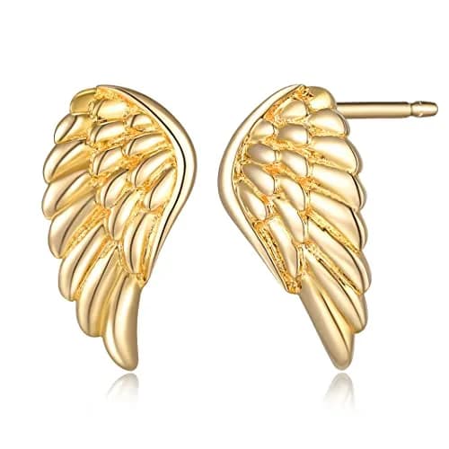MORGAN & PAIGE Silver 18k Yellow Gold Plated Angel Wings Stud Earrings | Feminine & Durable (70-120 chars) thumbnail 1