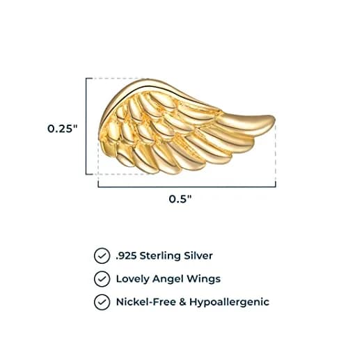 MORGAN & PAIGE Silver 18k Yellow Gold Plated Angel Wings Stud Earrings | Feminine & Durable (70-120 chars) thumbnail 3