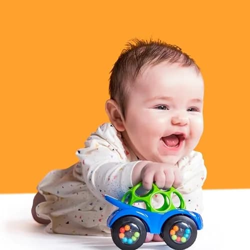 Bright Starts Oball Easy Grasp Rattle & Roll Toy Car 1 Pack | BPA-Free Infant Crawling Toy for 3+ Months thumbnail 2