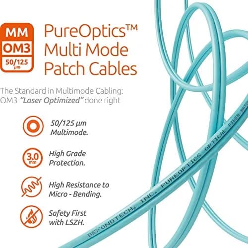 BEYONDTECH 3m (9.84ft) LC to LC Fiber Patch Cable – Multimode Duplex, 50/125µm, 10G, LSZH, Compatible with OM3 thumbnail 4