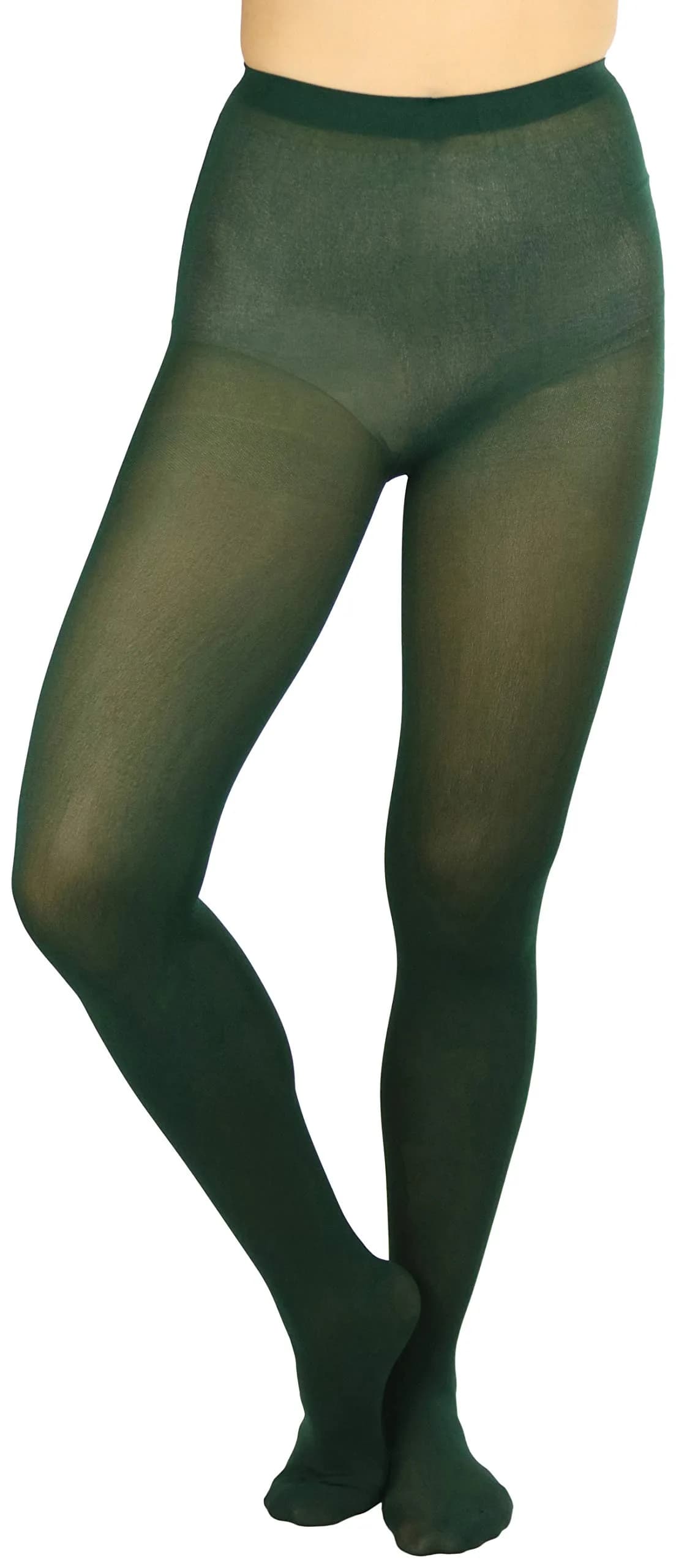 ToBeInStyle Women's Opaque Solid Color Nylon Tights Pantyhose - Hunter Green | Comfortable, Vibrant & Perfect for Parties — Hunter Green