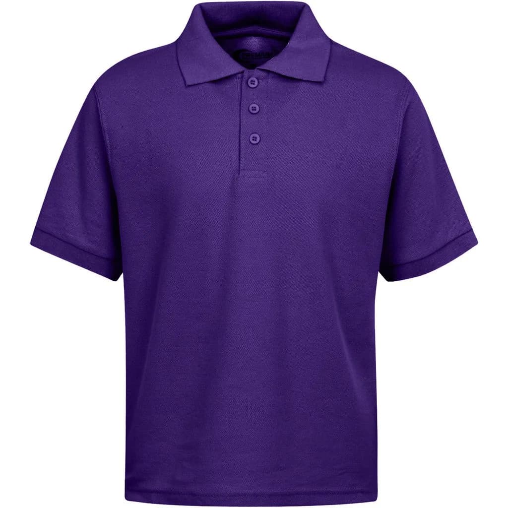Premium Wear Boys' Short Sleeve School Uniform Polo Shirt, Purple, M | Pique Knit, Stain Resistant