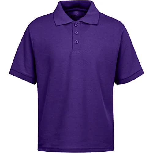 Premium Wear Boys' Short Sleeve School Uniform Polo Shirt, Purple, M | Pique Knit, Stain Resistant thumbnail 1