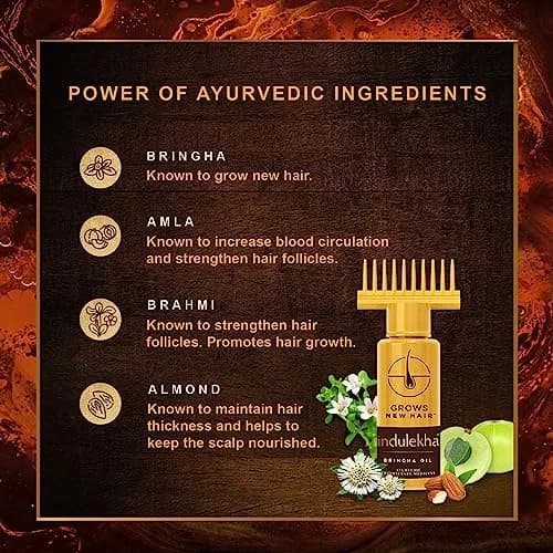 Indulekha Bringha Hair Oil 100ml (3.38 Fl Oz) | Ayurvedic Hair Fall & Dandruff Control thumbnail 5