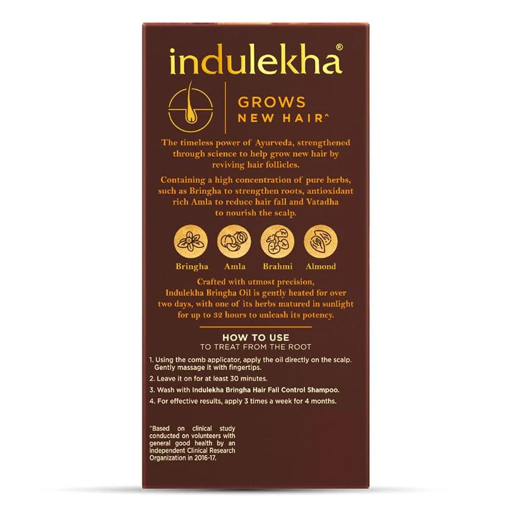 Indulekha Bringha Hair Oil 100ml (3.38 Fl Oz) | Ayurvedic Hair Fall & Dandruff Control - view 2