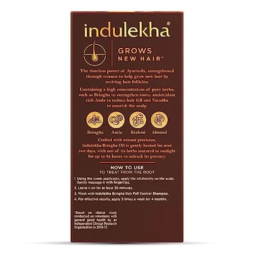 Indulekha Bringha Hair Oil 100ml (3.38 Fl Oz) | Ayurvedic Hair Fall & Dandruff Control thumbnail 2