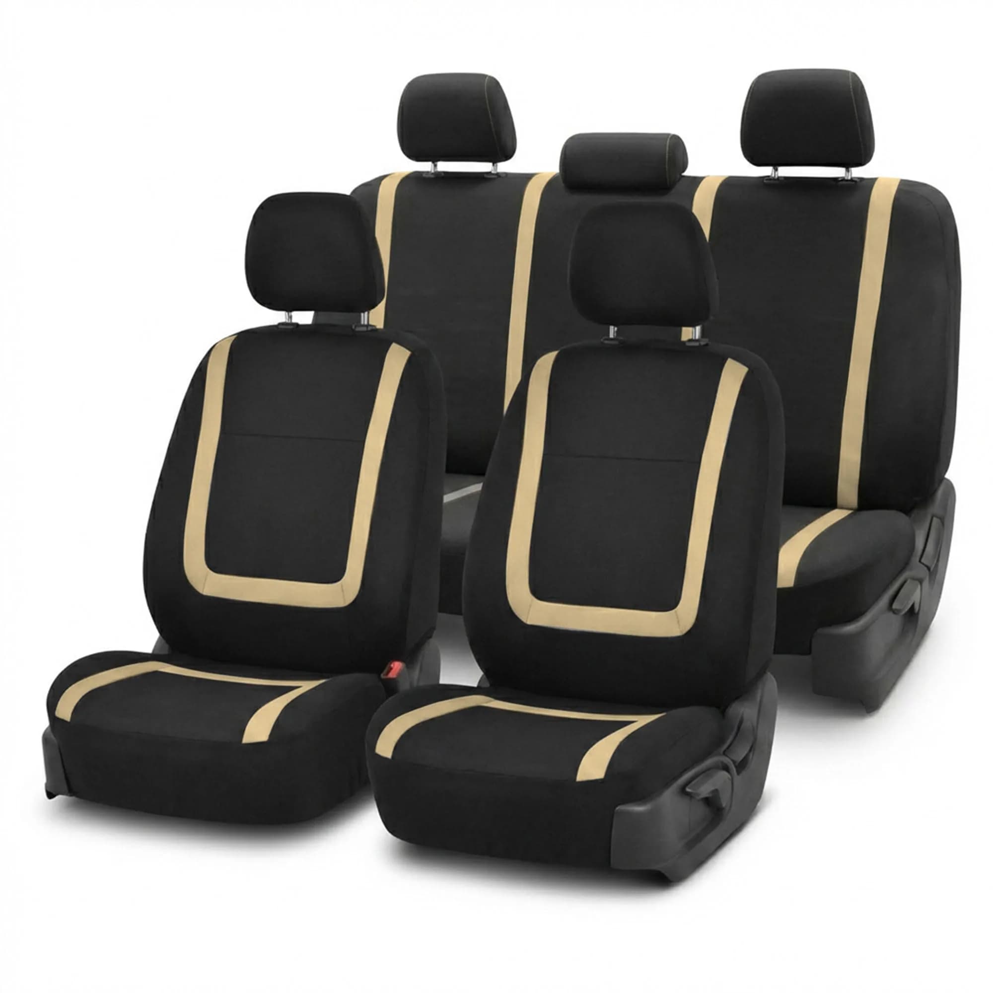 FH Group Car Seat Covers Full Set Cloth - Universal Fit Automotive, Low Back Front, Solid Back, Washable Car Seat Cover for SUV, Sedan and Van Beige | Protect & Style - main product image
