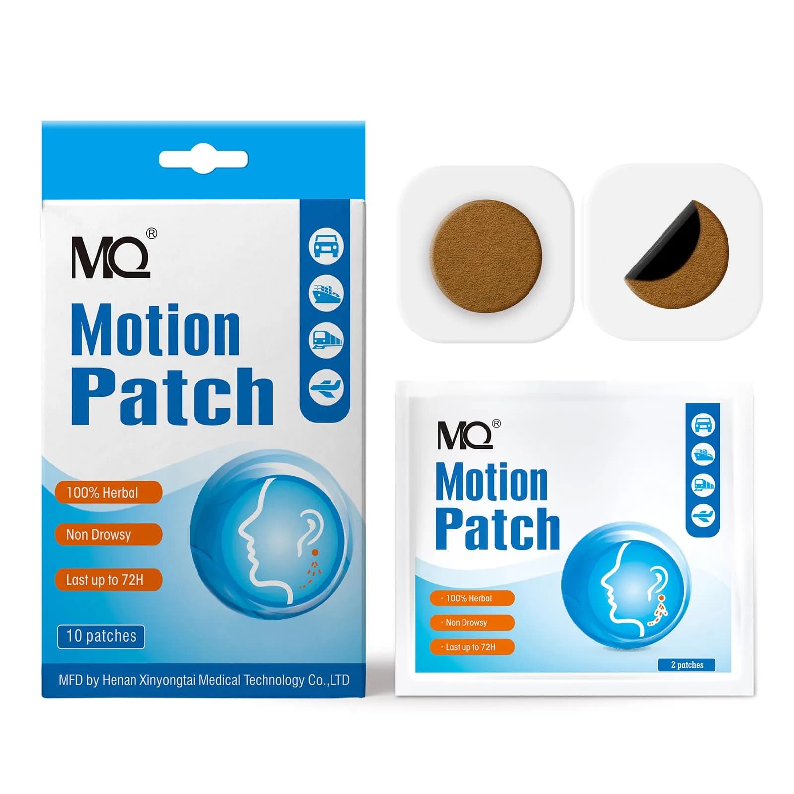 MQ Motion Sickness Patch 10 Count | Fast-Acting, Waterproof, Non Drowsy Relief for Travel