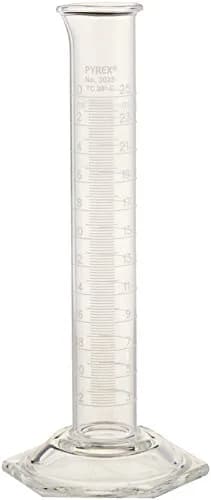 Pyrex Graduated Cylinder 25 mL | Glass Labware with Double Metric Scale thumbnail 1